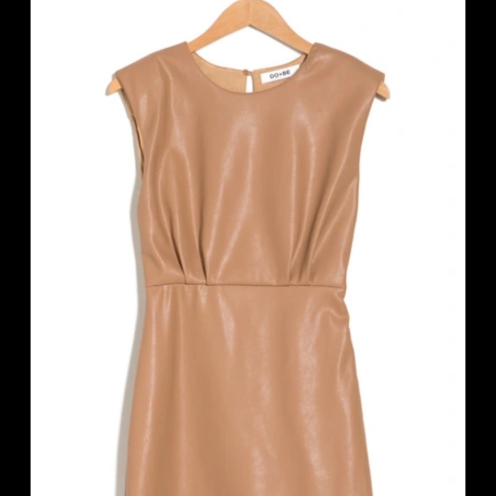 Ganni Brown Midi Sheath Dress Crew Neck Cap Sleeve